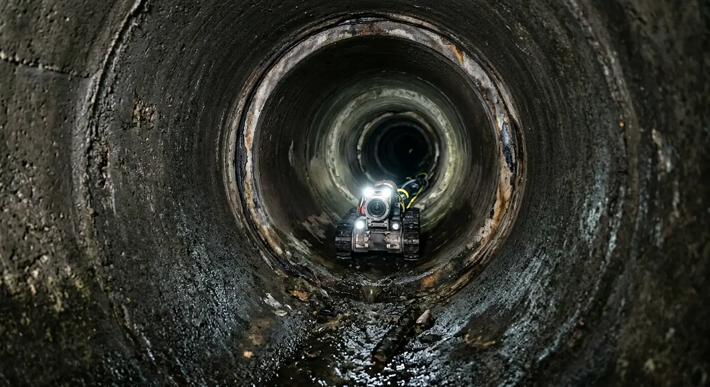 Robotic sewer camera inspecting pipe interior for Drain Snake Service in Goldenrod